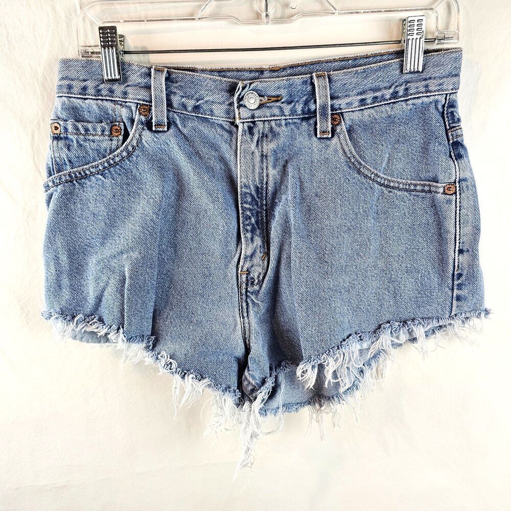 Vintage Levis Womens Cut Off Denim Shorts 10 Blue 100% Cotton Frayed USA Style